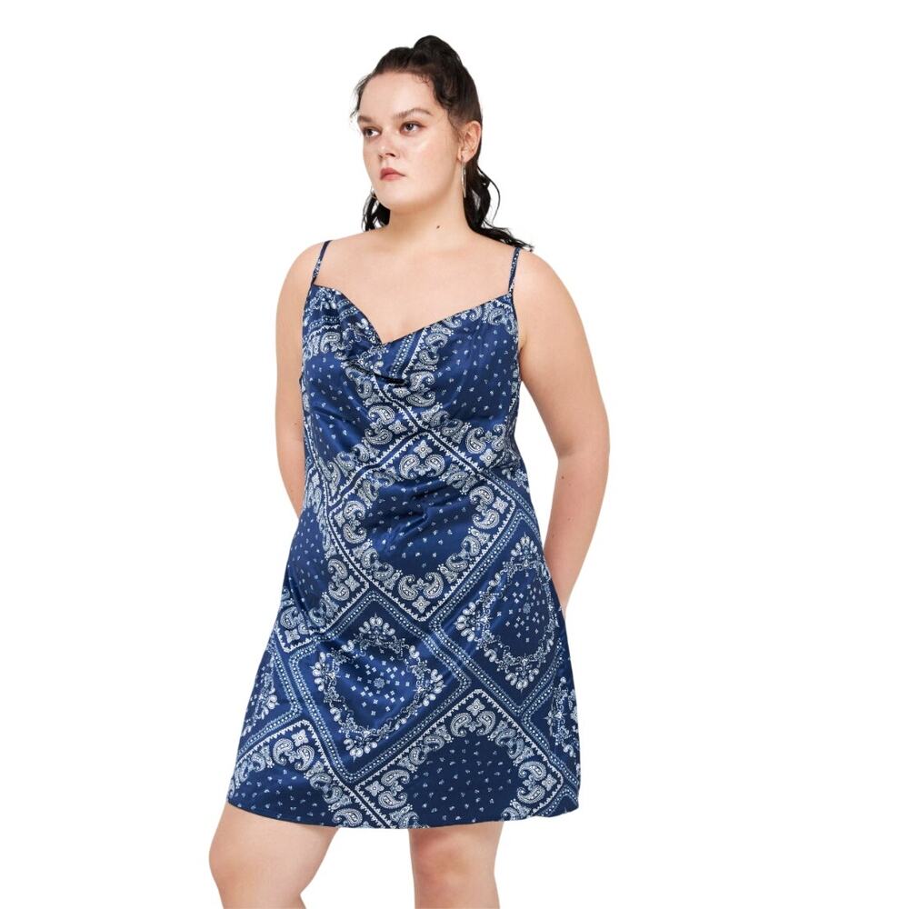 CIDER Curve&Plus Tropical Printed Cowl Neck Cami Dress NWT